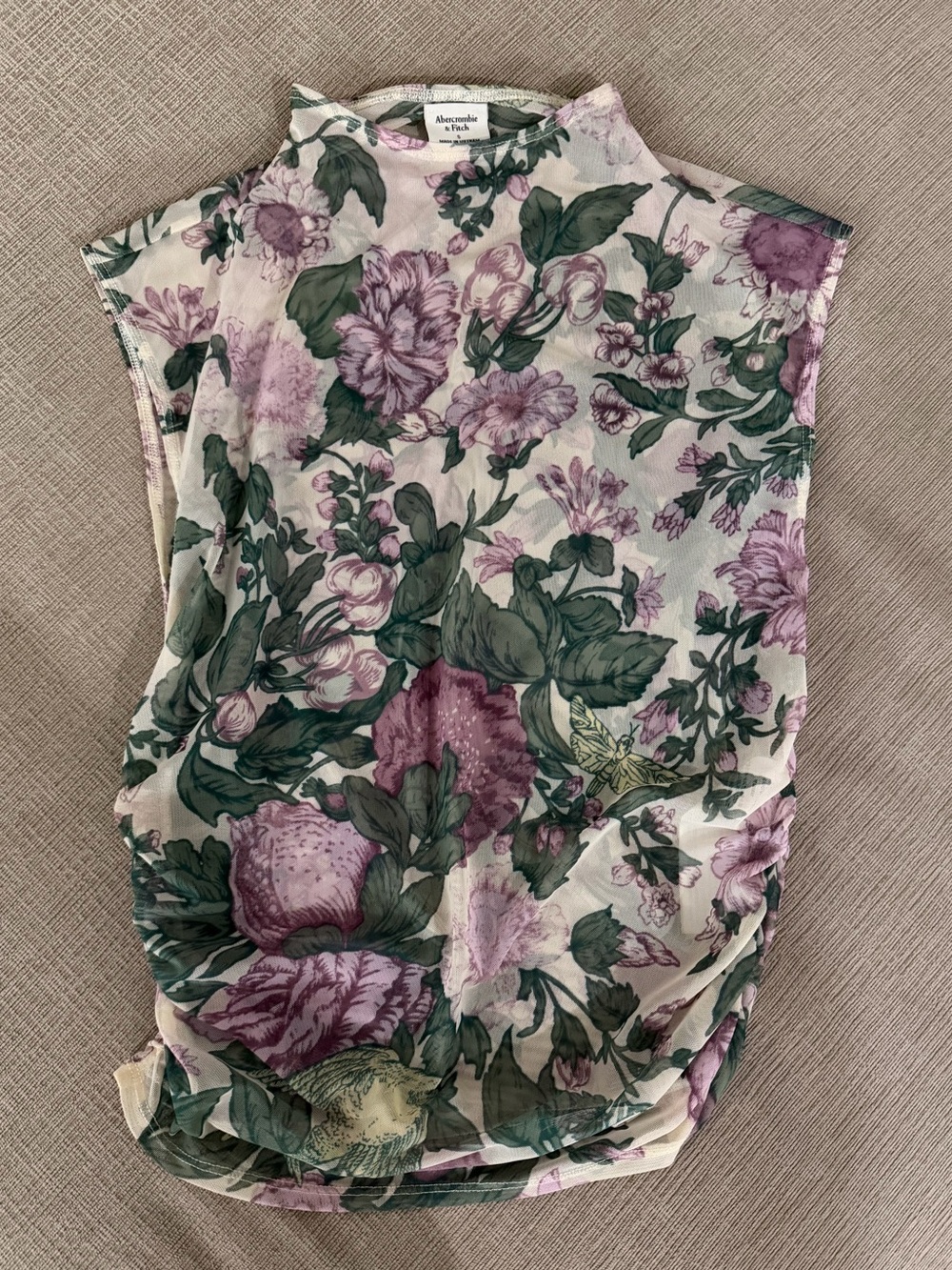 Abercrombie & Fitch Floral Mesh Mock Neck Top